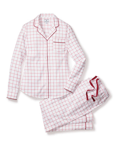 PRE-ORDER Monogrammed Women's Twill Pajama Set in Garnet Tattersall