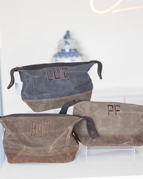 Personalized Waxed Canvas Dopp Kit