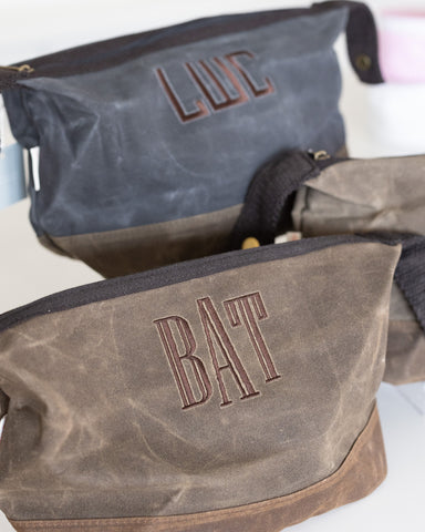 Personalized Waxed Canvas Dopp Kit