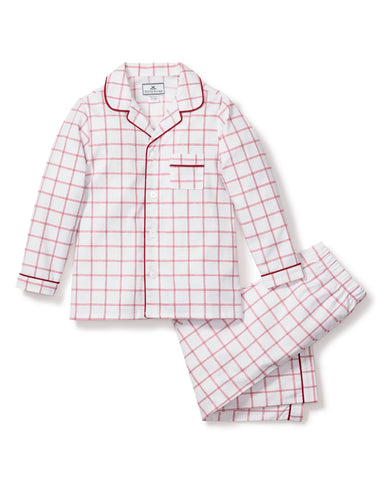 PRE-ORDER Monogrammed Kid's Twill Pajama Set in Garnet Tattersall