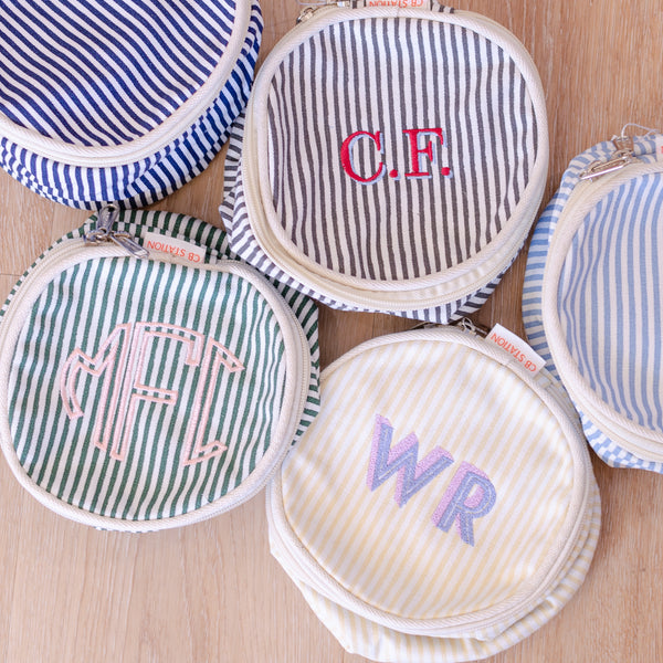 Personalized Canvas Stripe Round Case