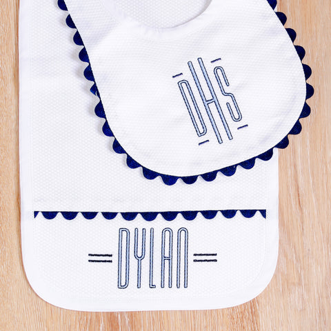 Massey Heirloom Personalized Baby Bib and Burp Cloth Set