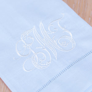 Blue Linen Blend Personalized Fingertip Towel