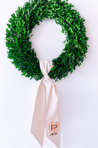 Personalized Football Natural Linen Wreath Sash