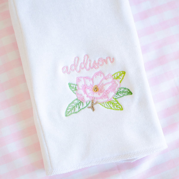 Personalized Magnolia Absorbent Burp Cloth Set of 3