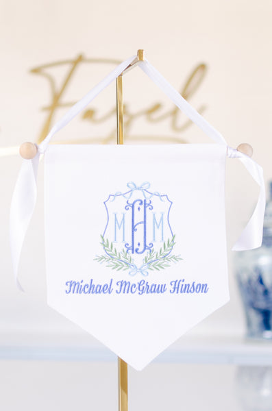 Monogram Crest Baby Name Banner