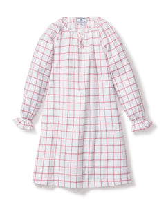 PRE-ORDER Monogrammed Girl's Twill Delphine Nightgown in Garnet Tattersall