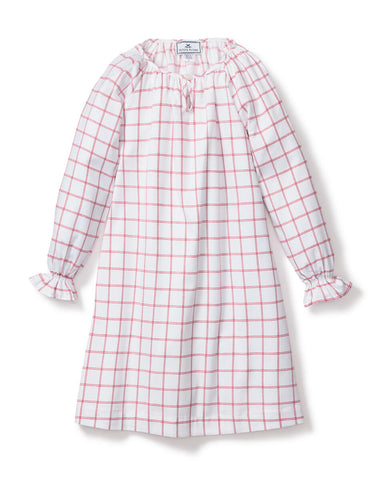 PRE-ORDER Monogrammed Girl's Twill Delphine Nightgown in Garnet Tattersall