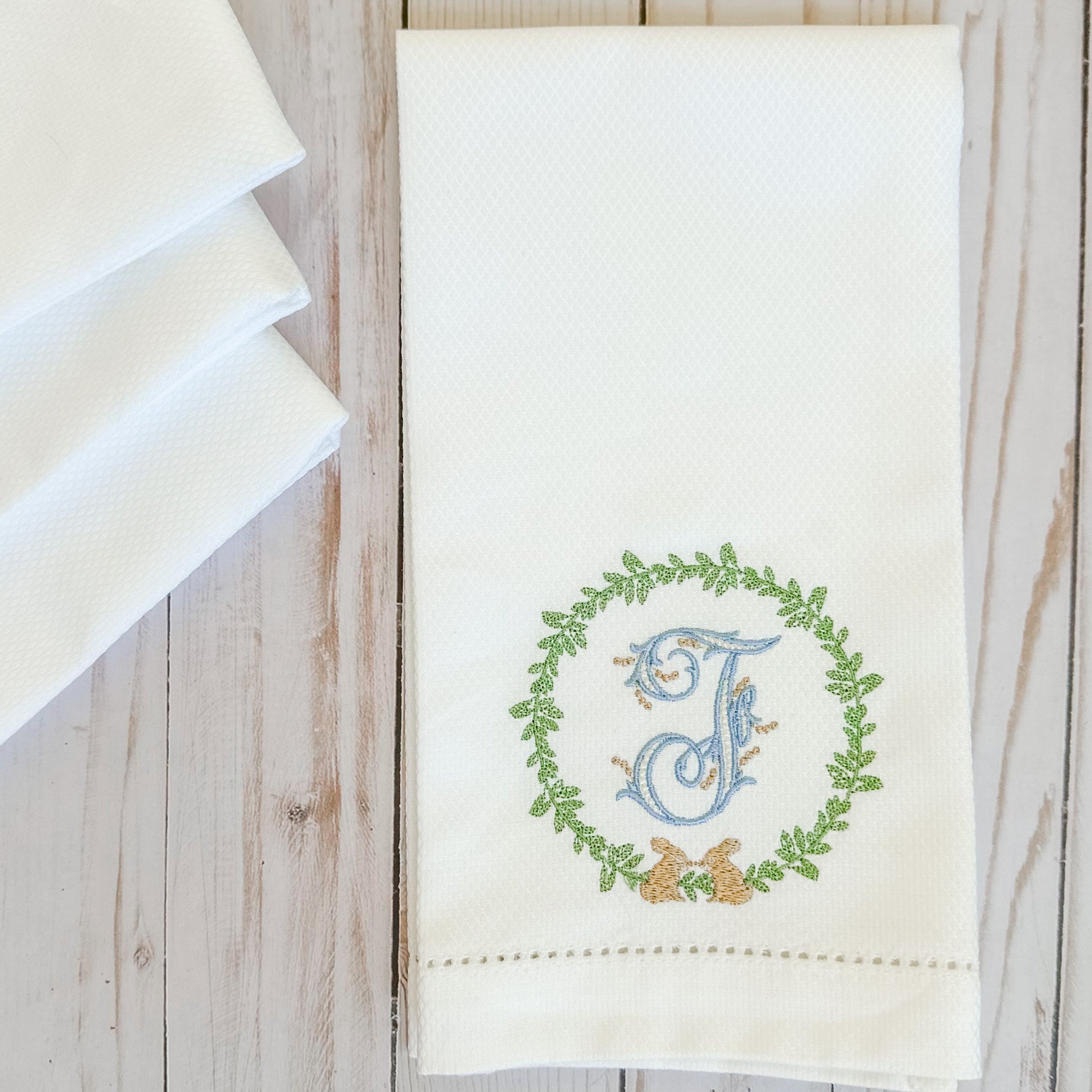 Bunny Wreath Personalized Guest Towel