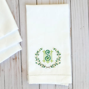 Dogwood Wreath Personalized Guest Towel