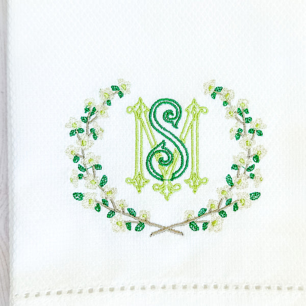 Dogwood Wreath Personalized Guest Towel