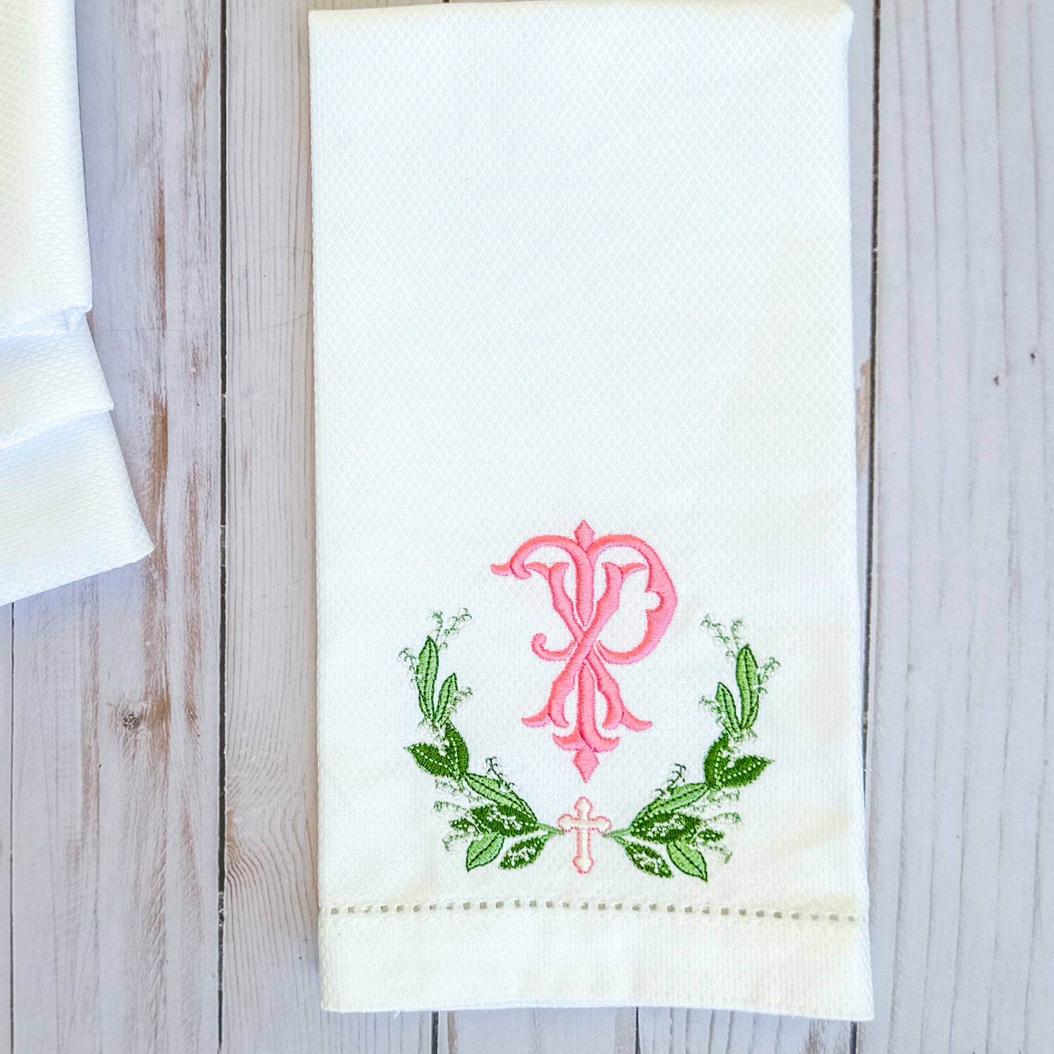 Lily of the Valley Wreath Personalized Guest Towel