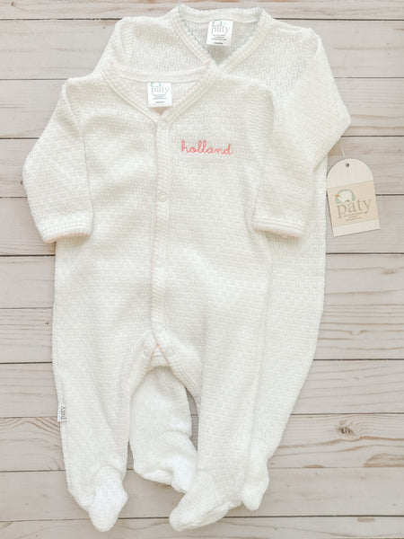 Monogrammed Paty Luxury Knit Footed Sleeper