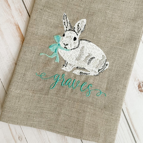 Personalized Bunny Linen Guest Towel