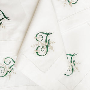 Personalized Floral Script Dinner Napkins (Set of 4)