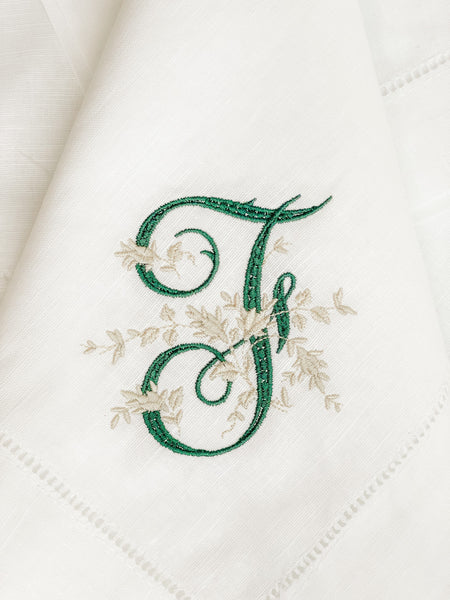 Personalized Floral Script Dinner Napkins (Set of 4)