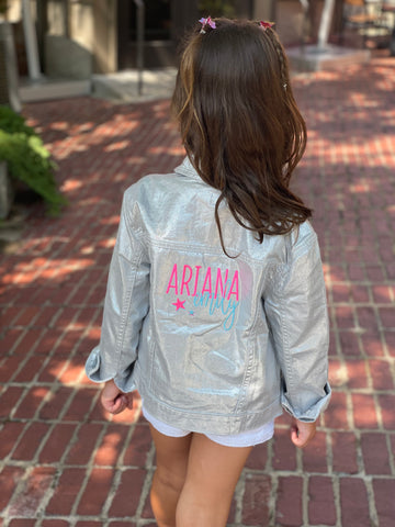 Personalized Girls Metallic Shine Jacket- In Studio Only