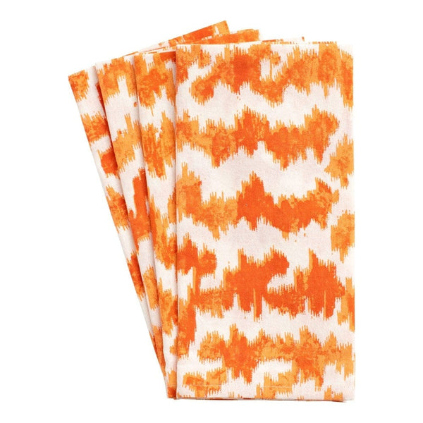 Personalized Orange Moire Dinner Napkins - Set of 4