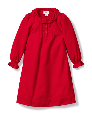 PRE-ORDER Monogrammed Girl's Flannel Victoria Nightgown in Red