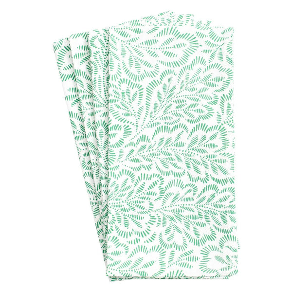 Personalized Green and White Dinner Napkins - Set of 4