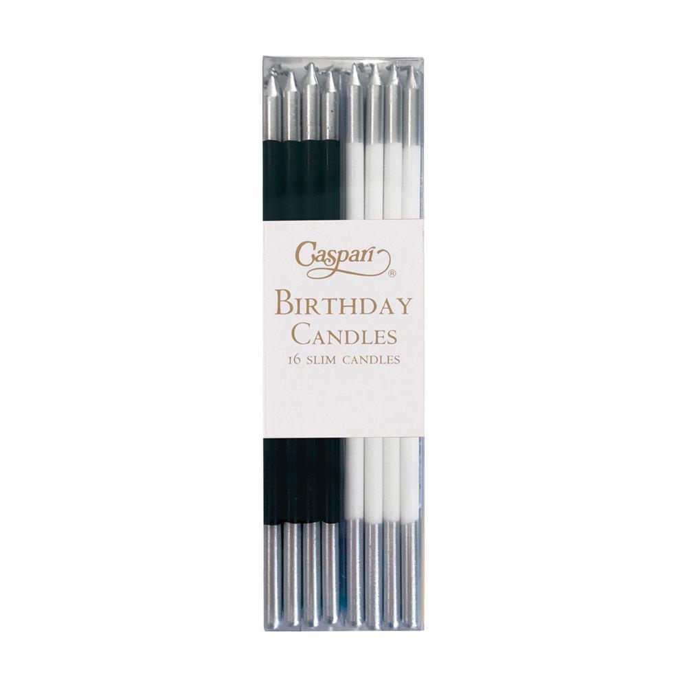 Silver with Black and White Slim Birthday Candles