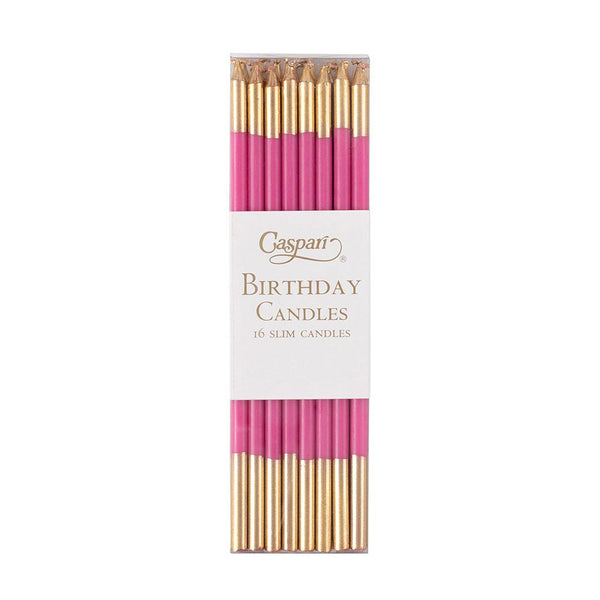 Gold and Hot Pink Slim Birthday Candles