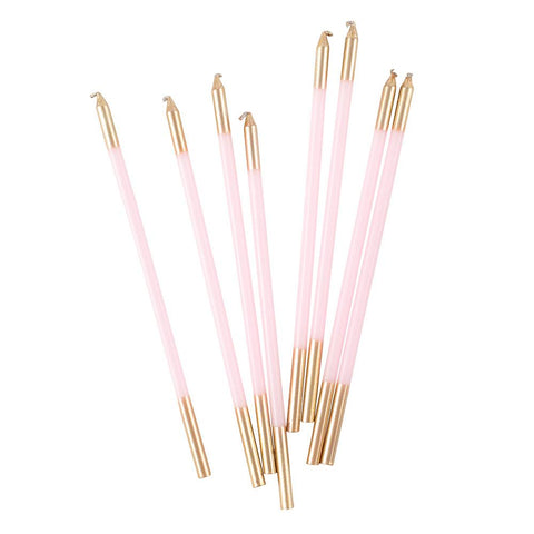 Gold and Pale Pink Slim Birthday Candles