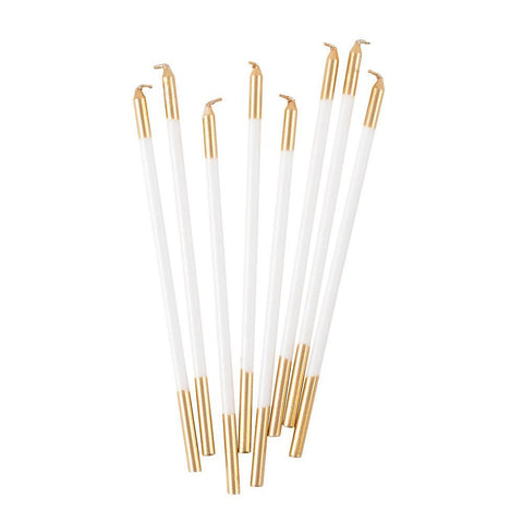 Gold and White Slim Birthday Candles