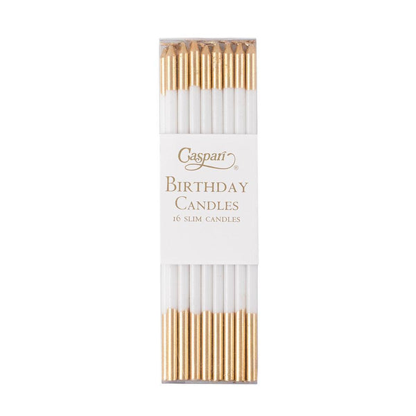 Gold and White Slim Birthday Candles